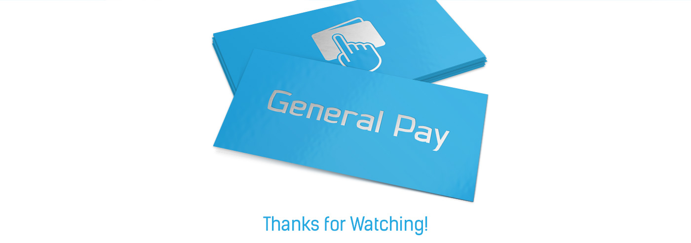 Логотип General Pay на носителях фирменного стиля